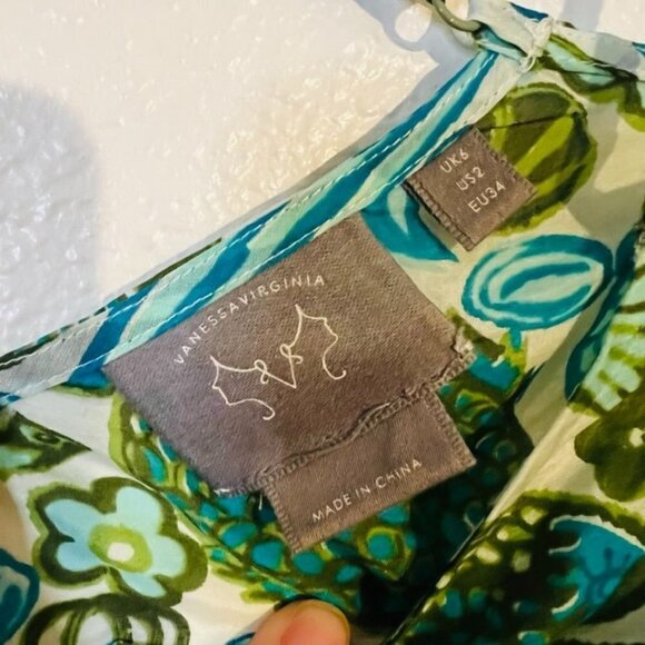 Anthropologie Vanessa Virginia Silk Fish Print Off Shoulder Blouse - Picture 9 of 12